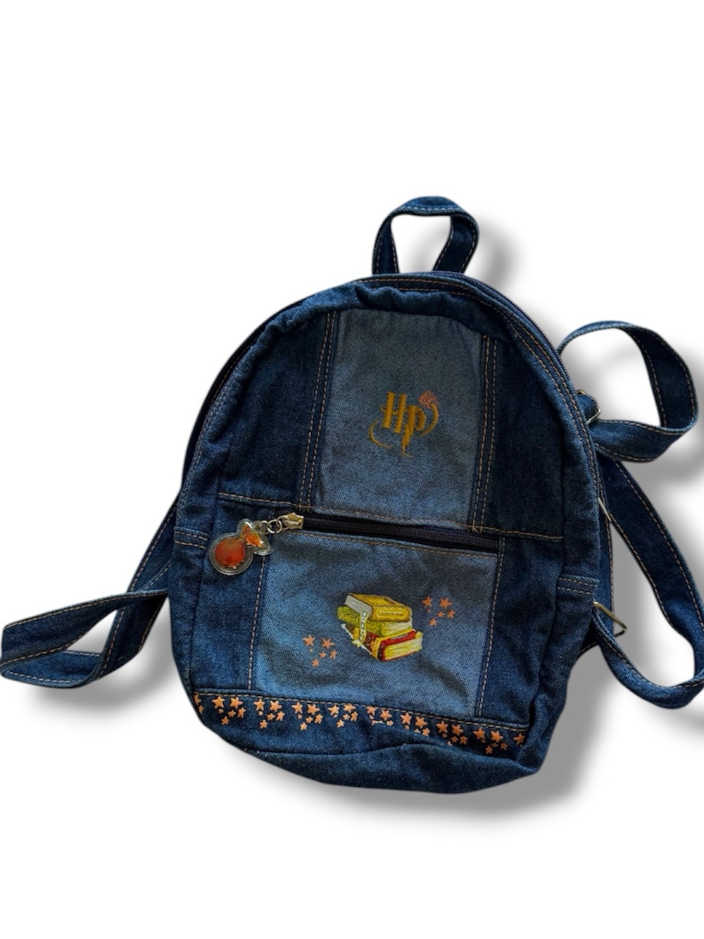 RARE 2001 Warner Bros Harry Potter Denim Collectible Backpack Bag Travel Charm